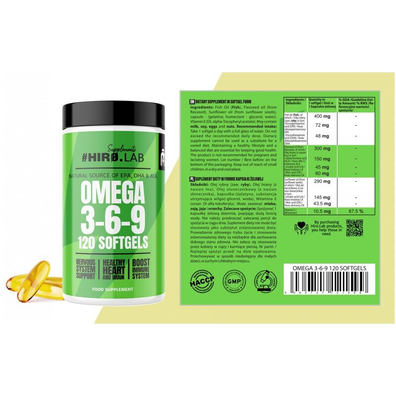 Omega 3-6-9, 120 Gelule moi, Hiro Lab